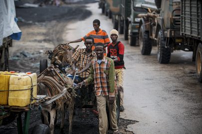 Refugees fleeing the border in Africa.
